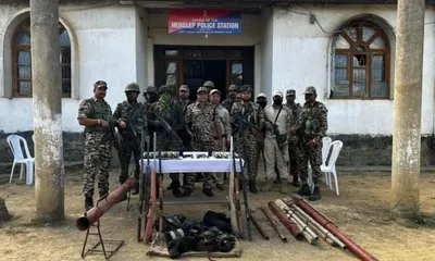 manipur  assam rifles seize huge cache of illegal arms in churachandpur district