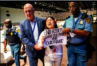 manipur’s licypriya kangujam escorted away for shouting slogans on stage at cop28 in dubai