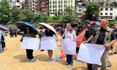 mizoram  css employees stage protest over regularisation demand