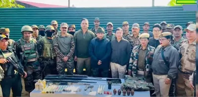 manipur  security forces recover hidden arsenal in nambol