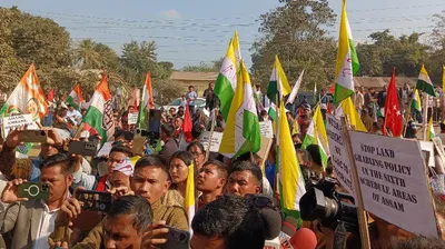 assam  diphu sees massive rally against corporate takeover of karbi land