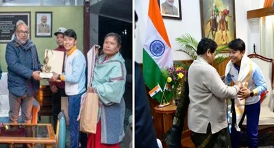 manipur cm and governor felicitate arjuna awardee naorem roshibina devi