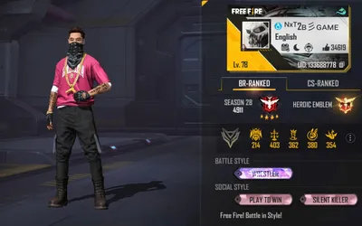 free fire max   2b gamer id  stats  rank  k d ratio  and monthly income in june 2022