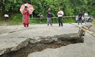 arunachal  khonsa–lazu road closed after 110 metre stretch caves in