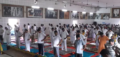 assam  hojai observes fifth international yoga day with enthusiasm