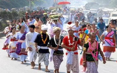 manipur’s titular king leads a religious procession as part of mera hou chongba festival