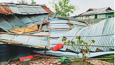 manipur   cyclonic  storm damages over 40 houses across state
