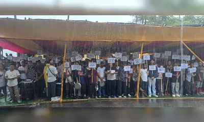 assam  bjp workers stage protest in haflong  demand removal of cem debolal gorlosa