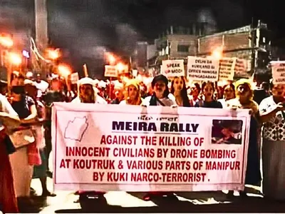 manipur  women unite against drone bomb attacks