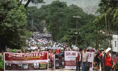 manipur  naga women stage massive protests across three districts over six civilians’ abduction