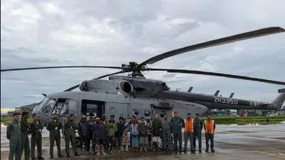 assam  13 fishermen rescued by indian air force helicopter