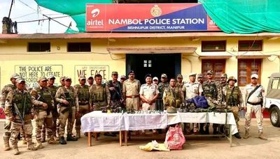 manipur police recover weapons and explosives cache in raid near kabui naga