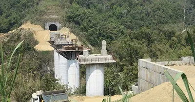 mizoram  bhairabi sairang railway project nears completion