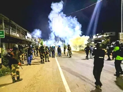 manipur  police fire tear gas shells as protest erupts in imphal 