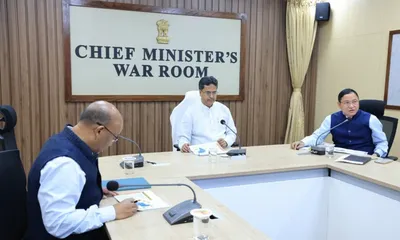 tripura cm manik saha reviews matabari tourist circuit project with union minister scindia