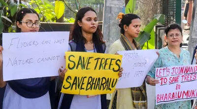 assam  outrage over bharalumukh bridge project  protest against tree felling on nov 9