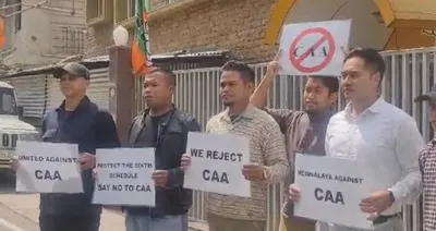 meghalaya congress stage anti caa protest outside bjp office