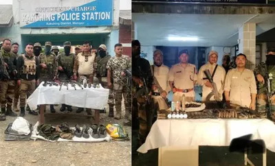 manipur  huge cache of weapons recovered from insurgent hideouts