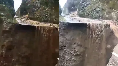 arunachal  massive landslide washes away portion of highway connecting dibang valley
