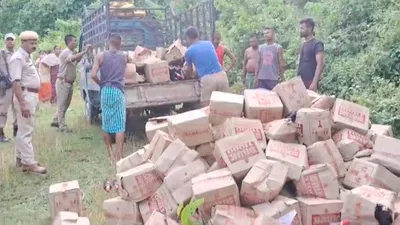 assam  massive haul of seized liquor destroyed in baksa