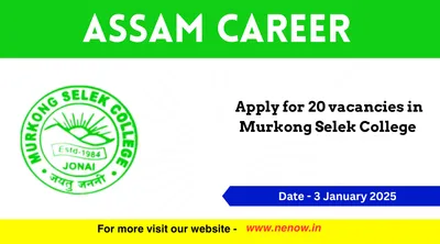 assam career   apply for 20 vacancies in murkong selek college