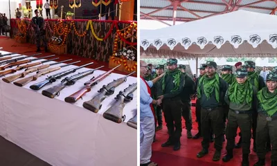 manipur  46 kcp pwg cadres lay down arms at homecoming ceremony