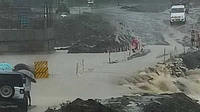 assam  haflong silchar highway disrupted as jatinga river overflows