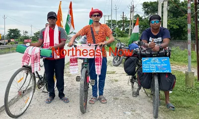 assam  trio cycles 4 000km to kedarnath for yoga  green living push