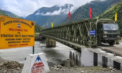 arunachal  bro completes strategic 180 foot bailey bridge in kurung kumey
