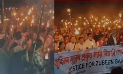 assam  thousands protest in azara to demand justice for zubeen garg
