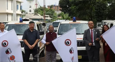 nagaland governor flags off four ambulances  inaugurates apple cider vinegar unit