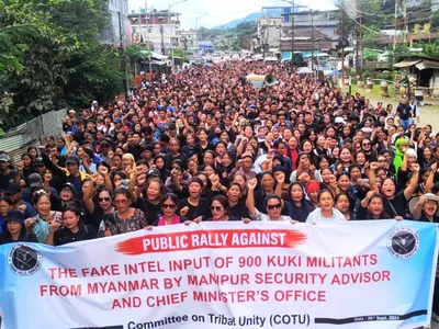 manipur  kuki zo community stages massive protest in kangpokpi