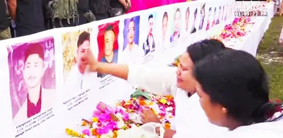manipur  widows mourn and pay tributes to their martyred husbands in imphal