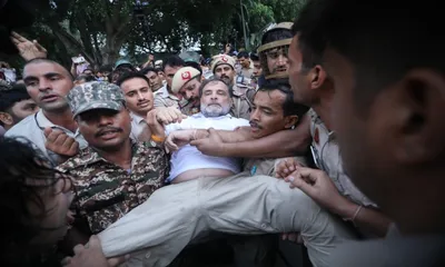  they are cowards   priyanka gandhi as police detain her and rahul gandhi during protest outside pm s residence