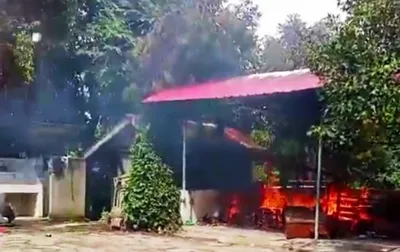 manipur  bjp leader s house set ablaze in churachandpur