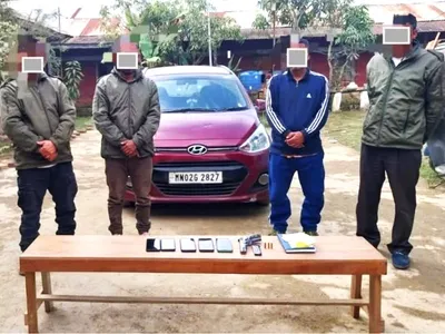 manipur  security forces nab 4 for extortion in kakching