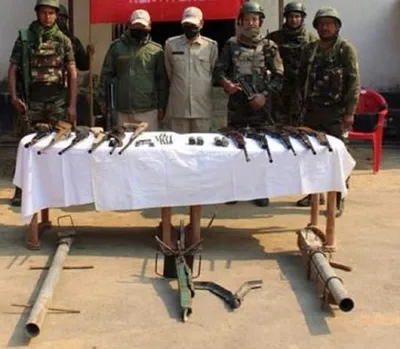 manipur  huge cache of weapons seized in churachandpur and kangpokpi