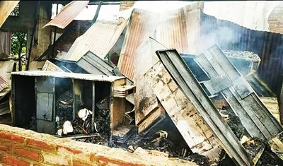 manipur  head office of phed  thoubal district gutted in fire