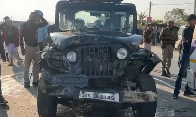 assam  six injured as sarbananda sonowal’s convoy vehicle hits car in dibrugarh
