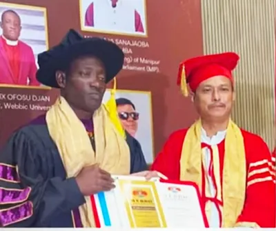 manipur’s titular king felicitated by webbic university of ghana