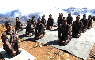 indian army celebrates international yoga day at 15 000 ft in sikkim