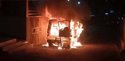 meghalaya violence  amid petrol bomb attacks  government vehicle set on fire