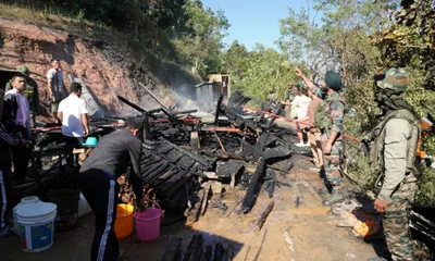 manipur  fire destroys property in chandel district  assam rifles contain fire