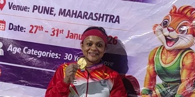 assam  anindita priyadarshini das clinched gold in powerlifting at national masters games