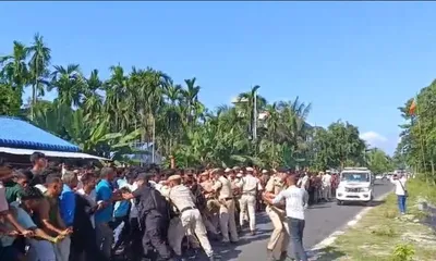 assam  protesters set police vehicle on fire in baksa during zubeen garg accused transfer