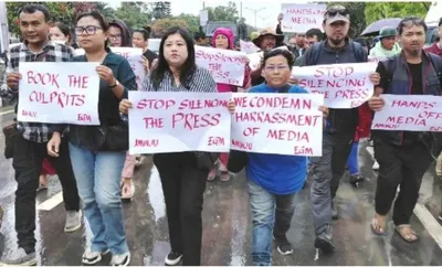 manipur journalists protest press freedom violation  boycott govt news