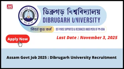 assam govt job 2025   dibrugarh university recruitment