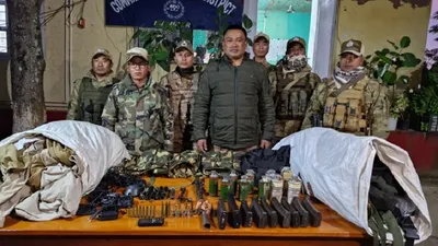 manipur   security forces recover looted arms in kakching