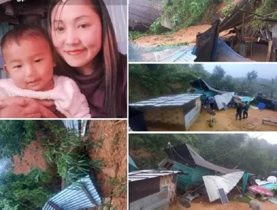 mother and two year old baby buried alive in landslide in manipur