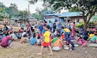 mizoram  vaphai villagers build relief camp for myanmar refugees